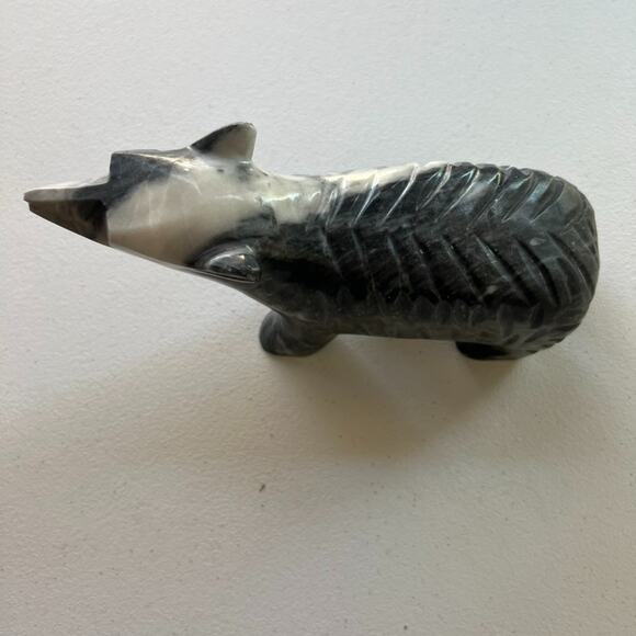 Hand Carved Gray ONYX Stone Bear Figurine Vintage Animal 8" - Picture 5 of 11